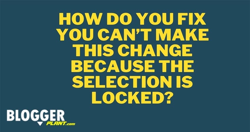 How Do You Fix You Can’t Make This Change Because The Selection Is Locked